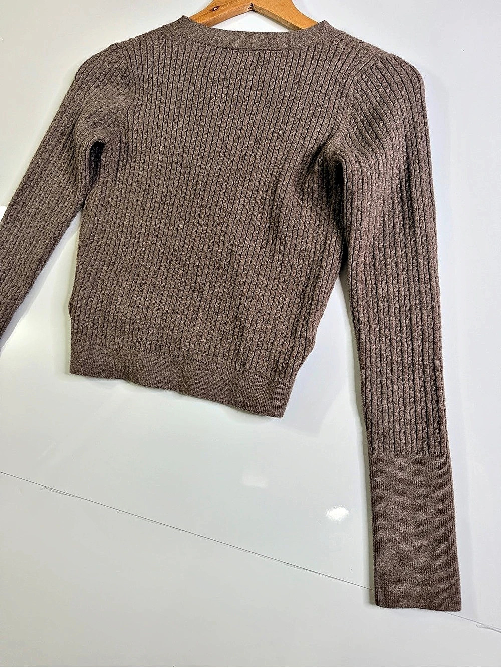 Sundays Wrap Knit Sweater Ribbed Wrap V-Neck Sweater Size Small - Picture 10 of 12